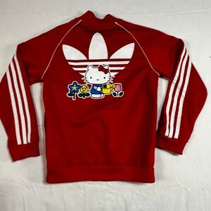 Adidas x Hello Kitty Girls Red SST Track Jacket Full Zip Size XS 7-8Y HK9153